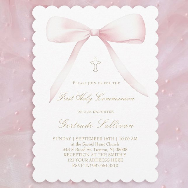 big pink bow | First Communion Einladung (Von Creator hochgeladen)