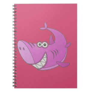 Big Pink Cartoon Shark Notizblock
