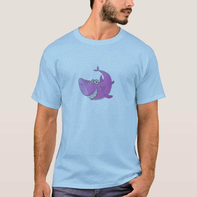 Big Pink Cartoon Shark T-Shirt (Vorderseite)