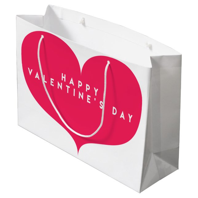 Big Pink Heart Valentine's Day Geschenktasche Große Geschenktüte (Rückseite Schrägansicht)
