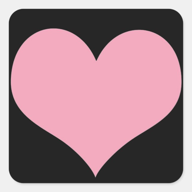 Big Pink Liebe Herz Quadratischer Aufkleber (Vorderseite)