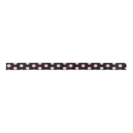 Big Pink Polka Dots on Black Satinband