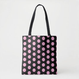 Big Pink Polka Punkte auf schwarz Tasche