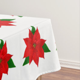 Big Poinsettia Blume Pattern auf weißem Tablettenf Tischdecke