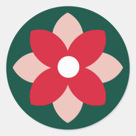 Big Poinsettia Pine Green Holiday Sticker