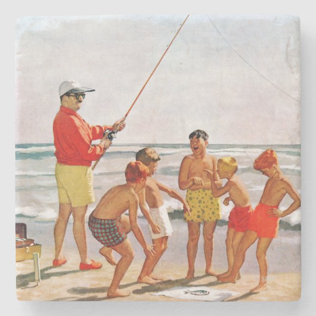 Big Pole Little Fish von Richard Sargent Steinuntersetzer (Vorderseite)