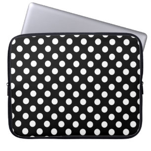 Big Polka dotiert schwarze und weiße Laptop-Abdec Laptopschutzhülle