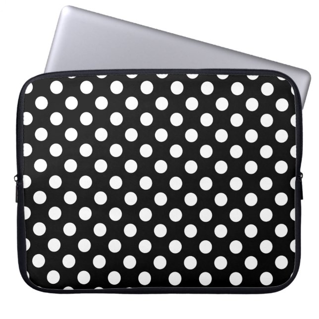 Big Polka dotiert schwarze und weiße Laptop-Abdeck Laptopschutzhülle (Vorderseite)