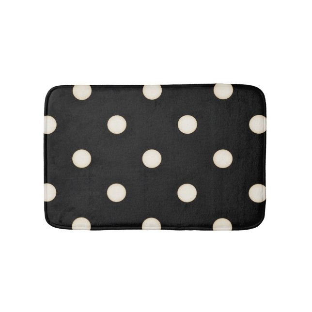 Big Polka Dots Antikes Weiß und Schwarz Badematte (Vorderseite)
