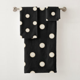 Big Polka Dots Antikes Weiß und Schwarz Badhandtuch Set