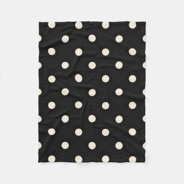 Big Polka Dots Antikes Weiß und Schwarz Fleecedecke (Vorderseite)