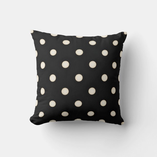 Big Polka Dots Antikes Weiß und Schwarz Kissen (Vorderseite)