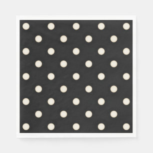 Big Polka Dots Antikes Weiß und Schwarz Serviette