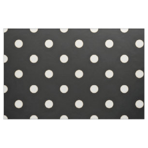 Big Polka Dots Antikes Weiß und Schwarz Stoff
