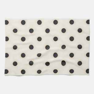Big Polka Dots Black & Antique White Geschirrtuch