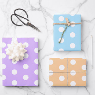 Big Polka Dots Lavender, Blau-Orange-Muster Geschenkpapier Set