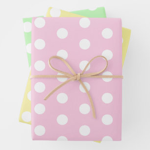 Big Polka Dots Pink, Grün und Gelb Muster Geschenkpapier Set