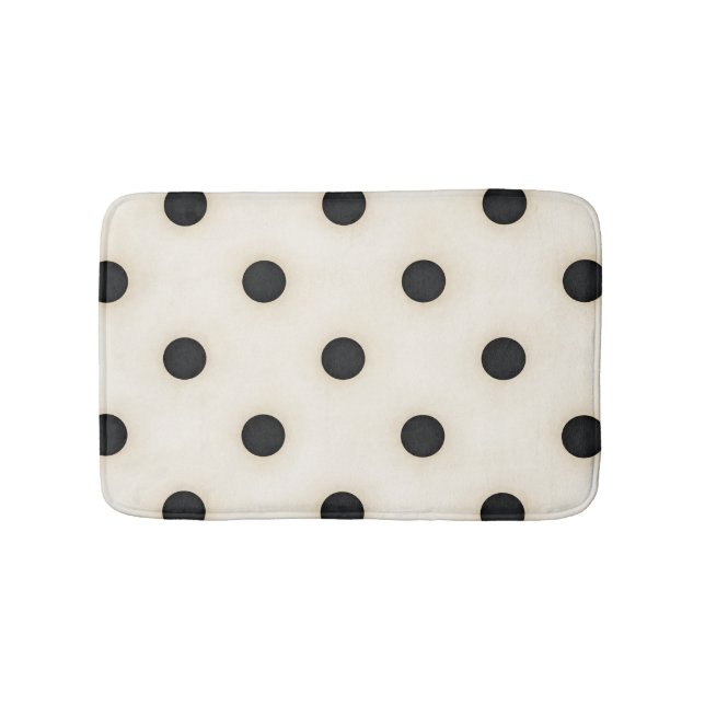 Big Polka Dots Schwarz und Antikes Weiß Badematte (Vorderseite)