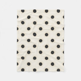 Big Polka Dots Schwarz und Antikes Weiß Fleecedecke