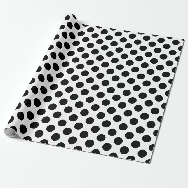 Big Polka Dots Wrapping Paper in Schwarz und Weiß Geschenkpapier (Ungerollt)