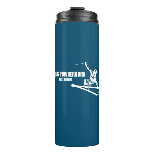 Big Powderhorn Mountain Michigan Skier Thermosbecher (Vorderseite)