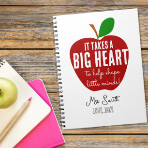 Big Red Apfel Big heart Lehrer Weihnachtsgeschenk Notizblock