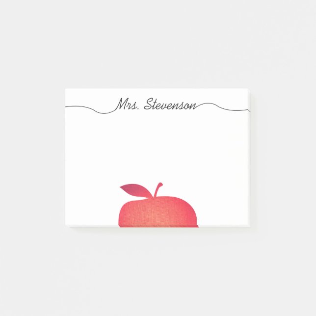 Big Red Apple Grade School Lehrer Post-it Klebezettel (Vorderseite)