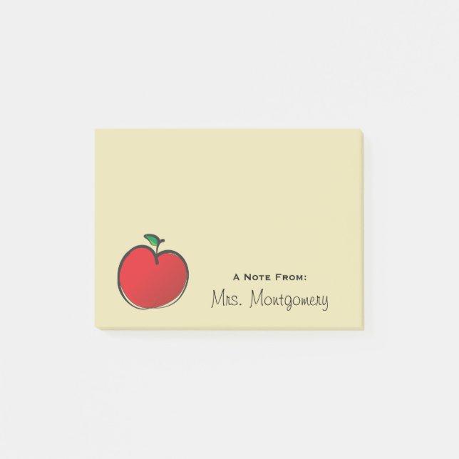 Big Red Apple Personalisiert Post-it Klebezettel (Vorderseite)
