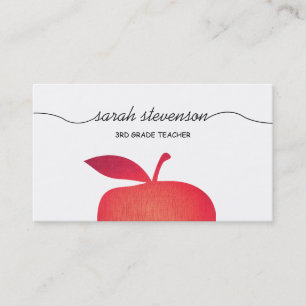Big Red Apple School Lehrer White Visitenkarte