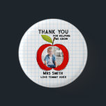 Big Red Apple Teacher Thank You Photo Button |<br><div class="desc">Show your appreciation in a fun and practical way with this personalised teacher button! Featuring a bold red apple design, your child’s photo, and a heartfelt “Thank You” message, this button is a small but meaningful keepsake. Teachers can pin it to their bag, lanyard, or classroom board as a reminder...</div>