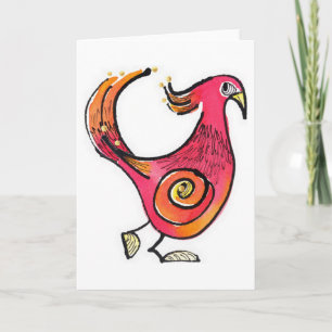 Big Red Bird Notecard Karte