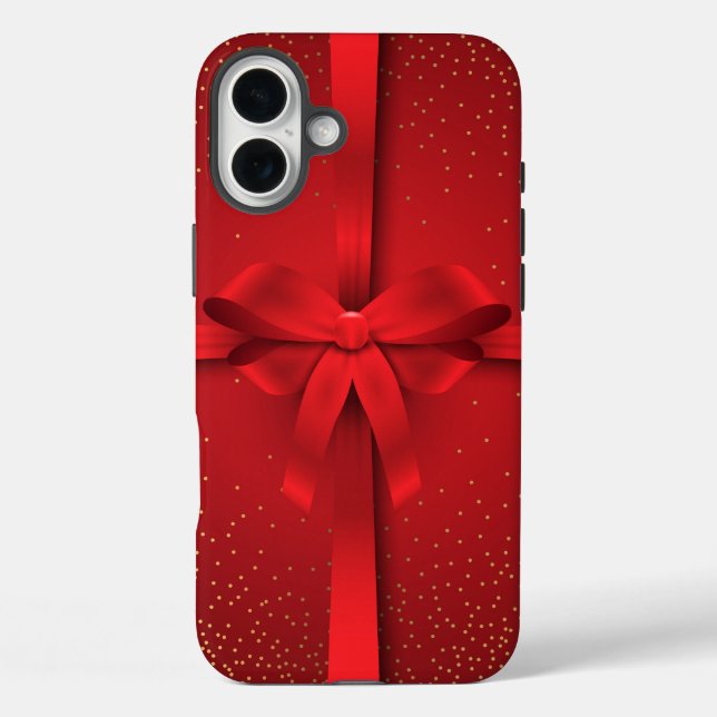 Big Red Bow Weihnachtsgeschenk iPhone 16 Plus Hülle (Rückseite)