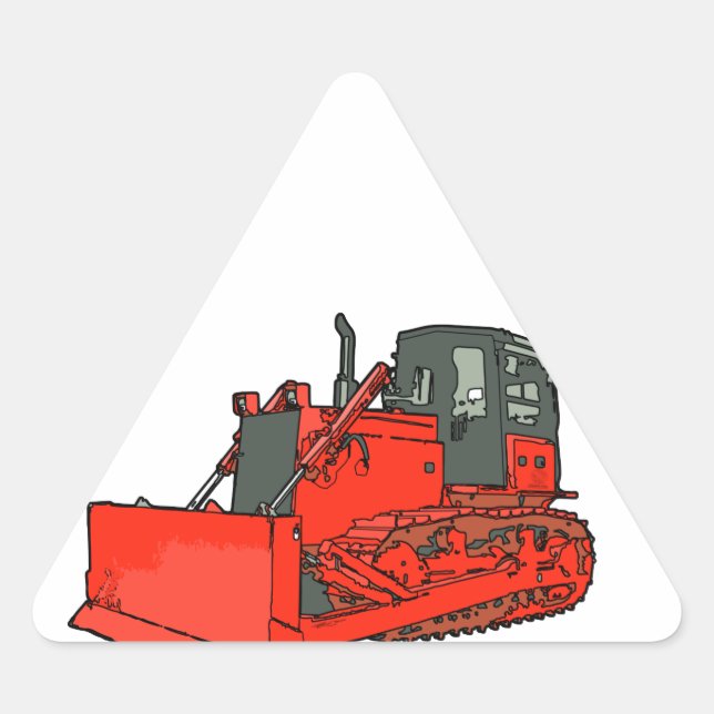Big Red Bulldozer Dreieckiger Aufkleber (Vorderseite)