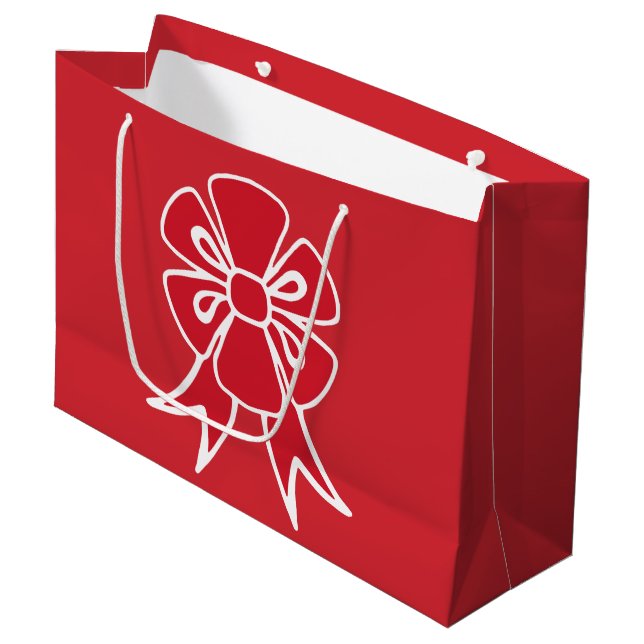 Big Red Christmas Bow Geschenktasche Große Geschenktüte (Vorderseite Schrägansicht)