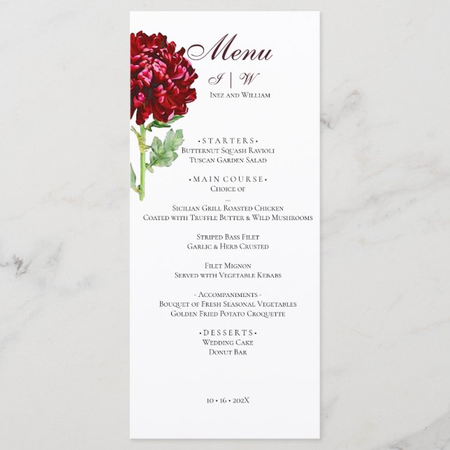 Big Red Chrysanthemum 2 Menu (Devant)