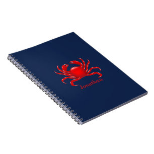 Big Red Crab auf blauem Hintergrund zurück zur Sch Notizblock