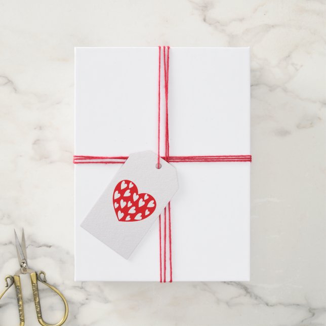 Big Red Heart Geschenkanhänger (Mit Garn)