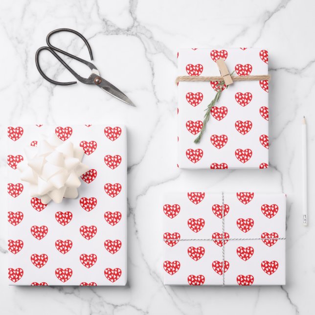 Big Red Heart Geschenkpapier Set (Vorderseite)