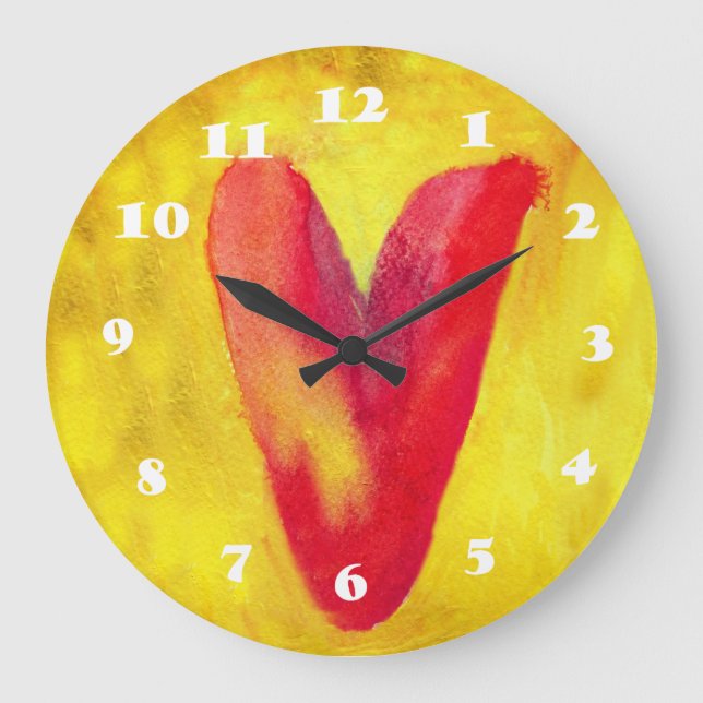 Big Red Heart Große Wanduhr (Vorderseite)