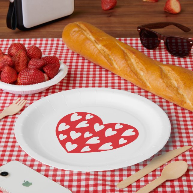 Big Red Heart Pappteller (Picknick)