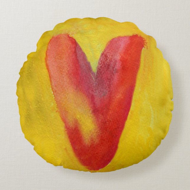 Big Red Heart Rundes Kissen (Vorderseite)