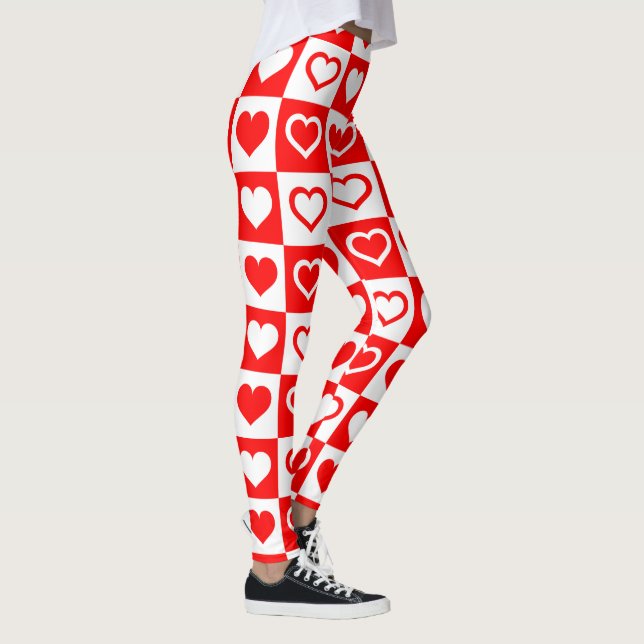 Big Red Hearts Kariert Pattern Thunder_Cove Leggings (Rechts)