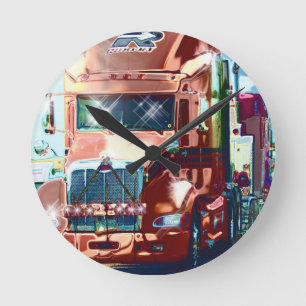 Big Red Heavy Lkw für Lkw & Lkw-Liebhaber Runde Wanduhr
