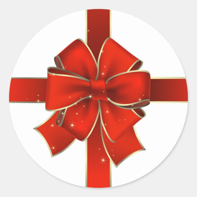 Big Red Holiday Bow Runder Aufkleber (Vorderseite)