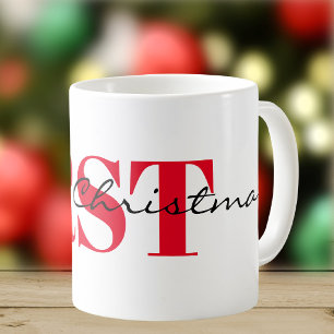 Big Red Initials & Merry Christmas 11oz Classic Kaffeetasse