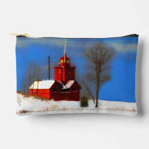 Big Red Lighthouse Malerei Holland Original Art Zubehörtasche