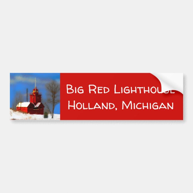 Big Red Lighthouse Malerei - Originelle Kunst Autoaufkleber (Vorne)