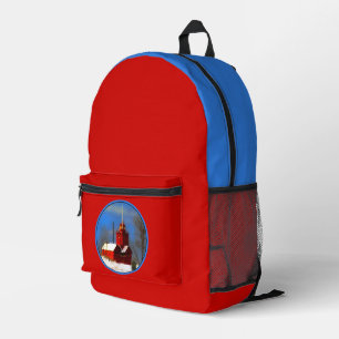 Big Red Lighthouse Malerei - Originelle Kunst Bedruckter Rucksack