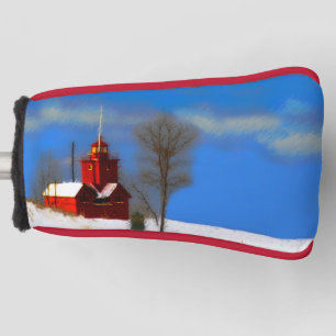 Big Red Lighthouse Malerei - Originelle Kunst Golf Headcover