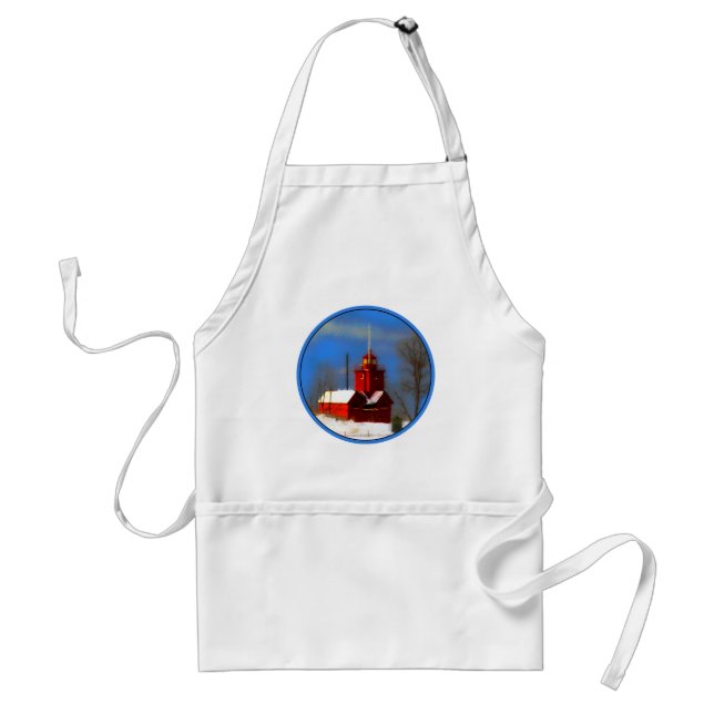 Big Red Lighthouse Malerei - Originelle Kunst Schürze (Vorne)
